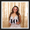 Load image into Gallery viewer, Woman in a sequin dress holding a '40' photo booth prop sign by lush party studio