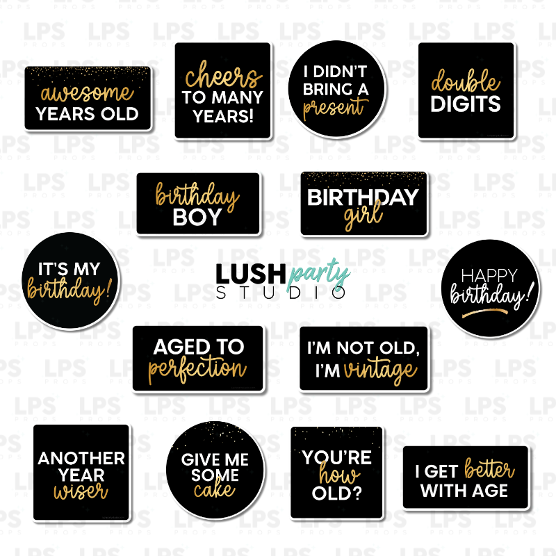 Birthday Party Photo Booth Word Prop Signs