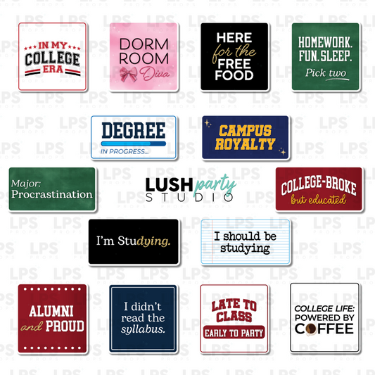 college party photo booth prop signs