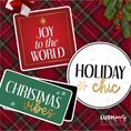 Load image into Gallery viewer, Christmas-themed photobooth props with text on a plaid background, by 'Lush Party Studio'.