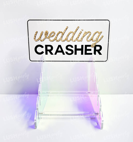 Photo booth prop sign holder riser acrylic iridescent