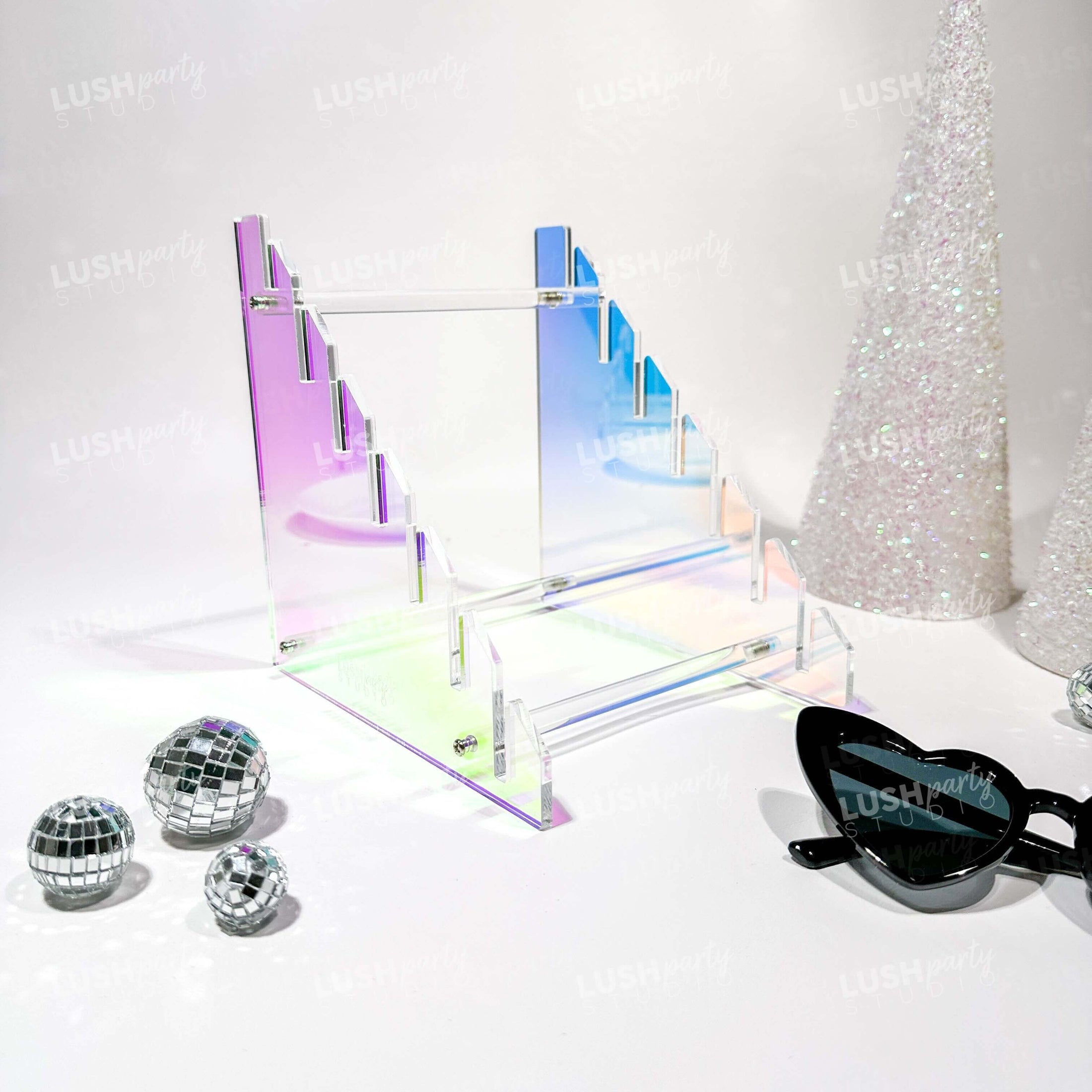 Photo booth prop sign holder riser acrylic iridescent