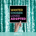 Load image into Gallery viewer, photo booth prop sign with 'WANTED, CHosen, Loved, Adopted' text by lush party studio