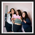 Load image into Gallery viewer, Three women posing with a 'Besties' photo booth prop sign by Lush Party Studio
