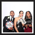 Load image into Gallery viewer, Three people in formal attire holding James Bond-themed props against a white background.