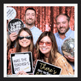 Load image into Gallery viewer, Group of people posing with class reunion photo booth props by lush party studio