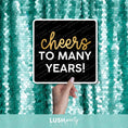 Load image into Gallery viewer, classy birthday photo booth prop sign with 'Cheers to Many Years!' text by lush party studio