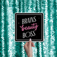 Load image into Gallery viewer, 'Brains beauty BOSS'photo booth prop signs