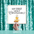 Load image into Gallery viewer, first communion photo booth prop with 'My First Holy Communion' text by lush party studio