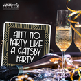 Load image into Gallery viewer, Gatsby-themed party setup with champagne and prop sign by lush party studio