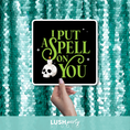 Load image into Gallery viewer, photo booth prop sign with 'I Put a Spell on You' text by lush party studio