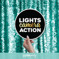 Load image into Gallery viewer, 'LIGHTS camera ACTION' text photo booth prop by Lush Party Studio