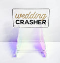 Load image into Gallery viewer, Photo booth prop sign holder riser acrylic iridescent