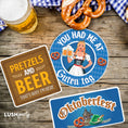 Load image into Gallery viewer, Oktoberfes photobooth props on a wooden surface with beer and pretzels.