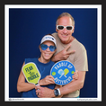 Load image into Gallery viewer, Two people posing with picklebal photo booth props by lush party studio