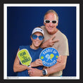 Load image into Gallery viewer, Two people posing with picklebal photo booth props by lush party studio