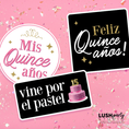 Load image into Gallery viewer, photo booth prop signs with 'Feliz Quince anos!' text on a pink background, by Lush Party Studio