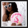 Load image into Gallery viewer, Woman holding a prop sign with 'Let's go girls' for party events for photo booths