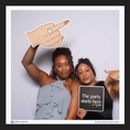 Load image into Gallery viewer, engagement ring finger photo booth prop by lush party studio and a sign saying 'The party starts here' against a plain background.