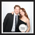 Load image into Gallery viewer, Man and woman posing together with 'Perfect Match' glam wedding prop sign in photo booth by lush party studio