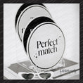 Load image into Gallery viewer, Round makeup product with 'Perfect match' text on a stand, branded 'Lush Party Studio'. wedding photobooth props best props