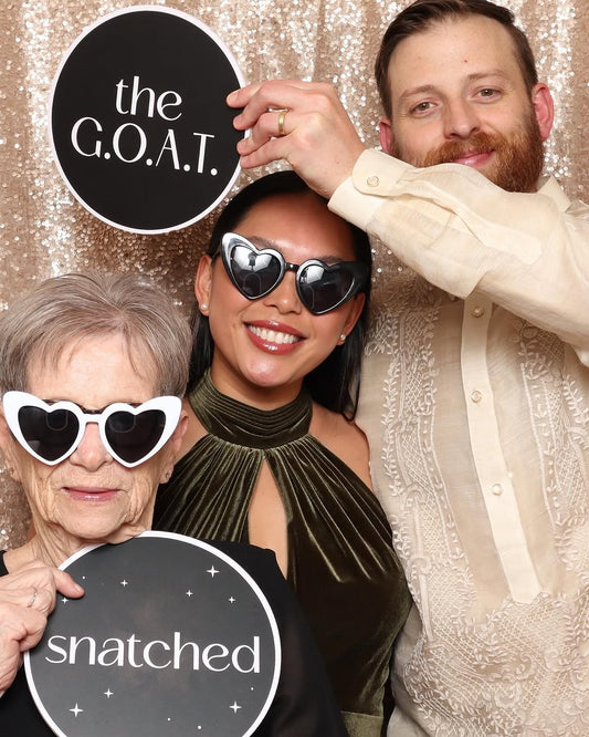 glam luxury photo booth props by lush party studio