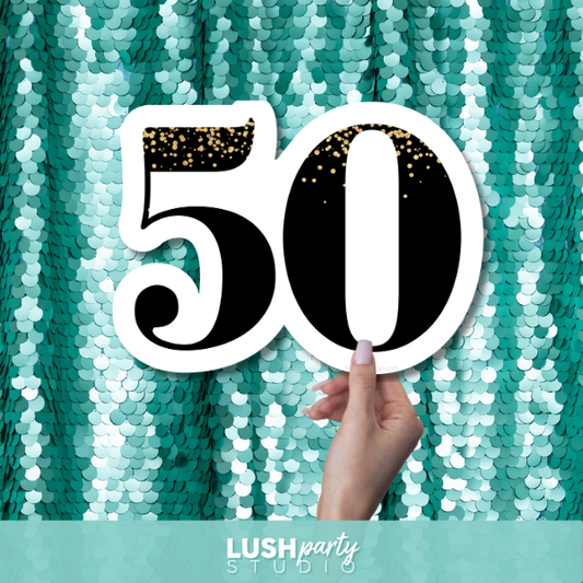 '50' birthday prop sign by Lush Party Studio