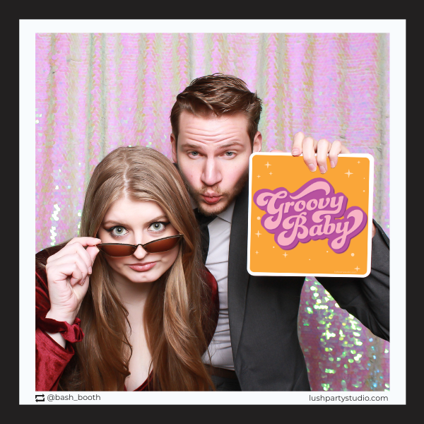  'Groovy Baby' photo booth prop sign by Lush Party Studio