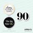 Load image into Gallery viewer, Three 90th birthday photo booth props celebrating 90 years by lush party studio
