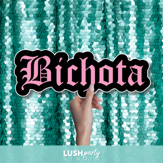 Hand holding a 'Bichota' sign by Lush Party Studio