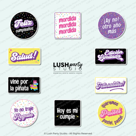 spanish cumpleanos birthday Photo Booth Word Prop Signs