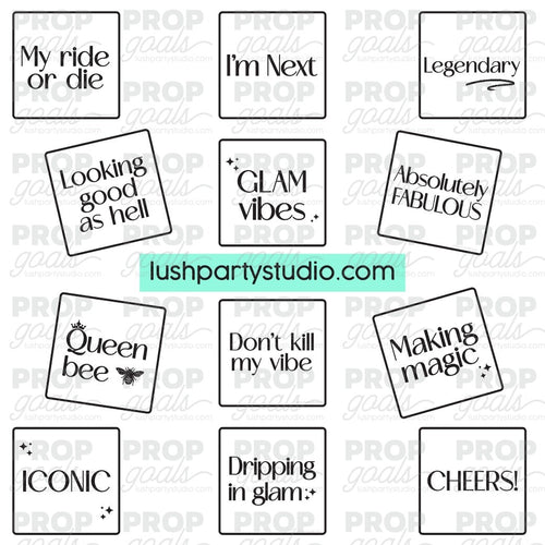 Glam Black & White Kardashian Photo Booth Word Prop Signs