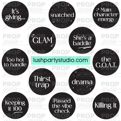Glam Black & White Kardashian Photo Booth Word Prop Signs