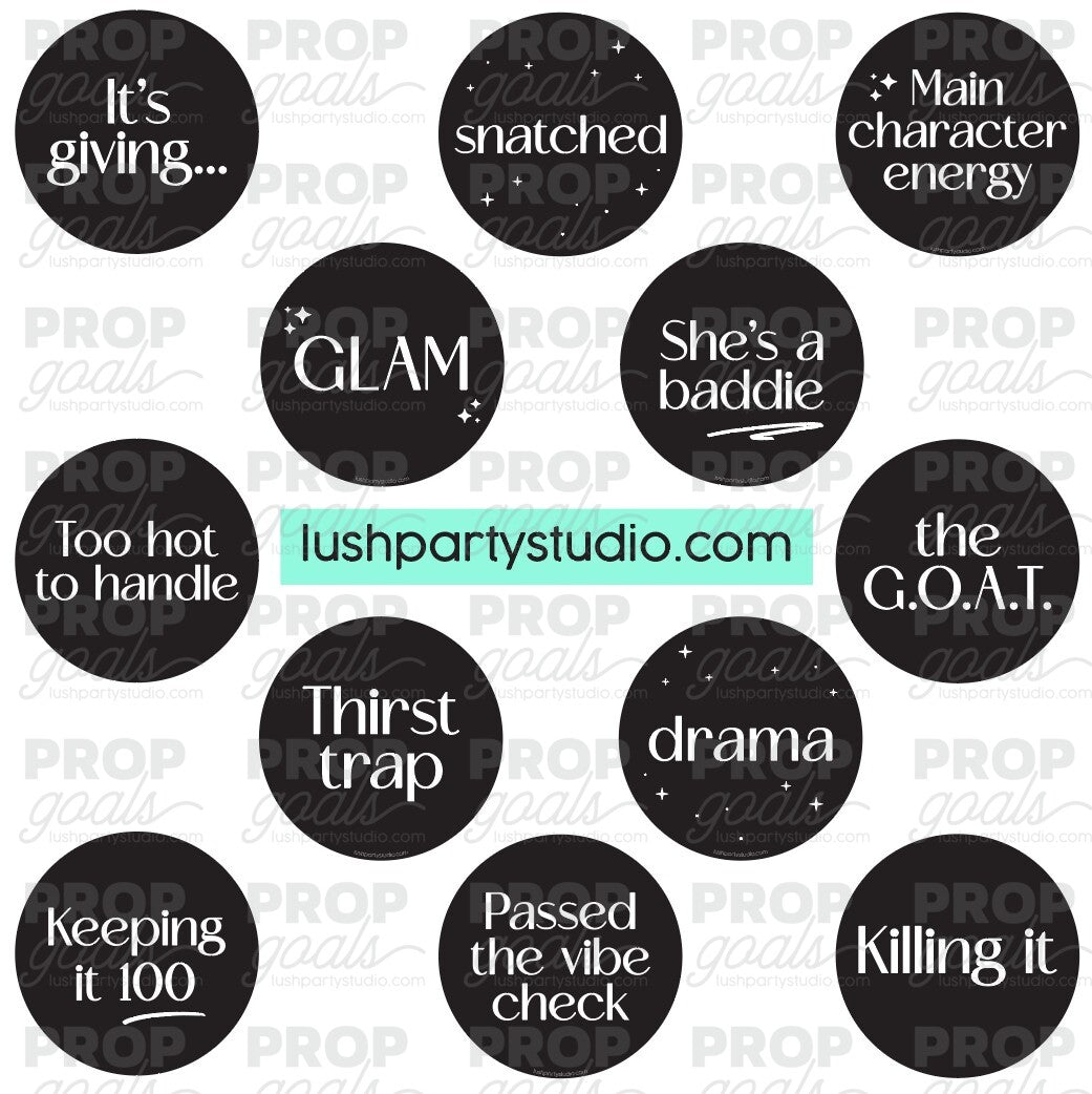 Glam Black & White Kardashian Photo Booth Word Prop Signs