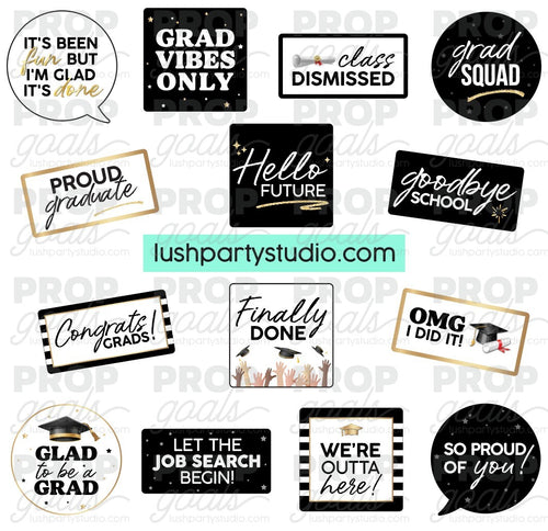 Graduation Party Photo Booth Word Prop Signs