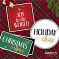 Load image into Gallery viewer, Christmas-themed photobooth props with text on a plaid background, by 'Lush Party Studio'.
