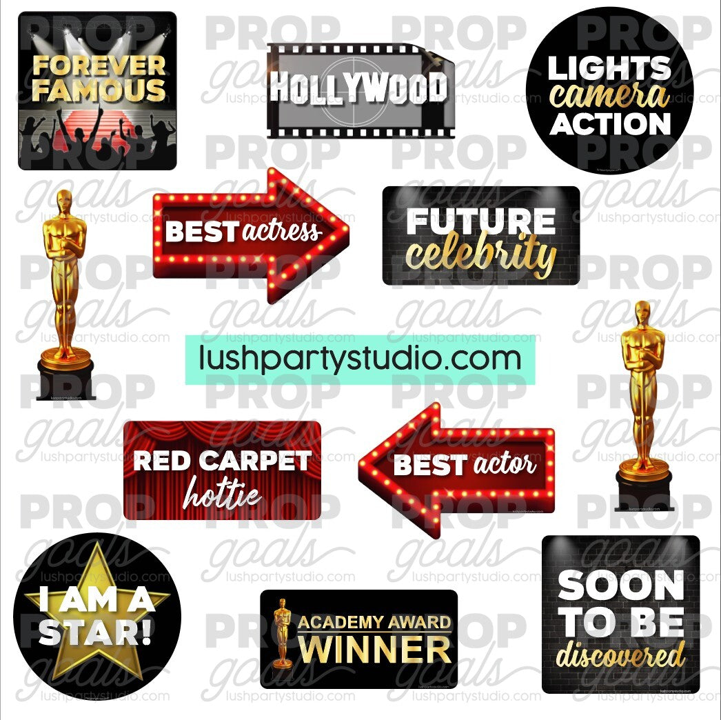 Hollywood Oscars Party Photo Booth Word Prop Signs