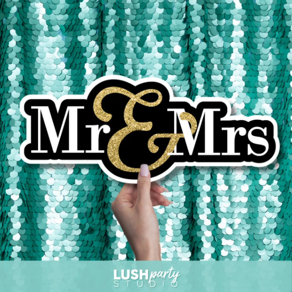 wedding photo prop 'Mr & Mrs' sign by Lush Party Studio