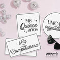 Load image into Gallery viewer, Quinceanera quince glam black and white photo booth props by Lush Party Studio
