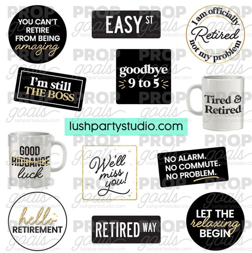 Work Retirement Photo Booth Word Prop Signs