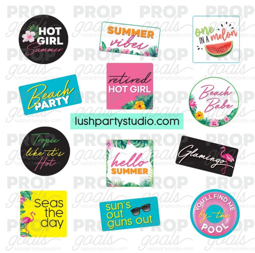 Summer Vibes Photo Booth Word Prop Signs