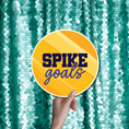 Load image into Gallery viewer, volleyball photo booth props with 'spike goals' text
