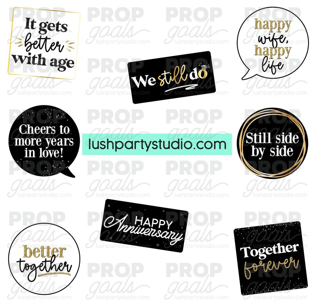 Wedding Anniversary Photo Booth Word Prop Signs
