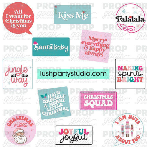 Candy Christmas Photo Booth Word Prop Signs