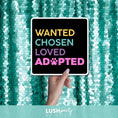Load image into Gallery viewer, photo booth prop sign with 'WANTED, CHosen, Loved, Adopted' text by lush party studio
