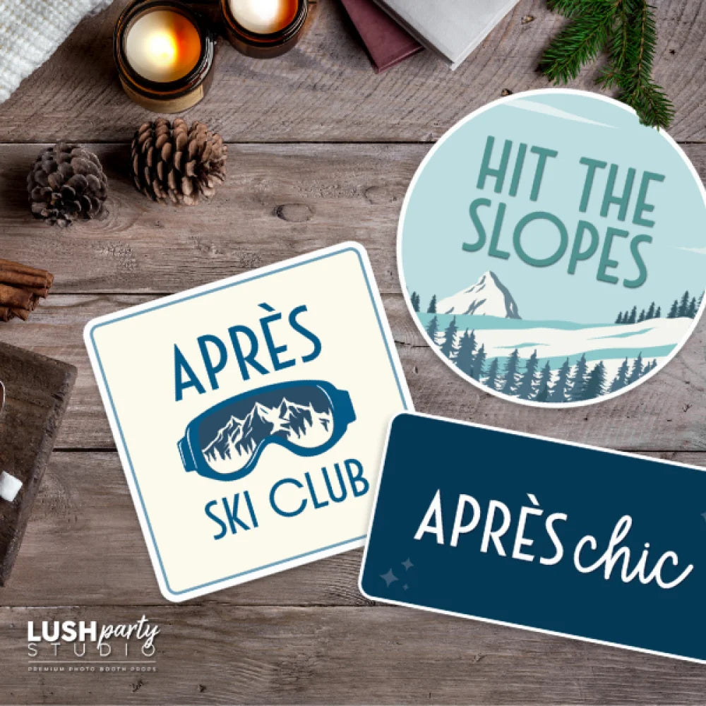 apres ski winter photo booth props by lush party studio
