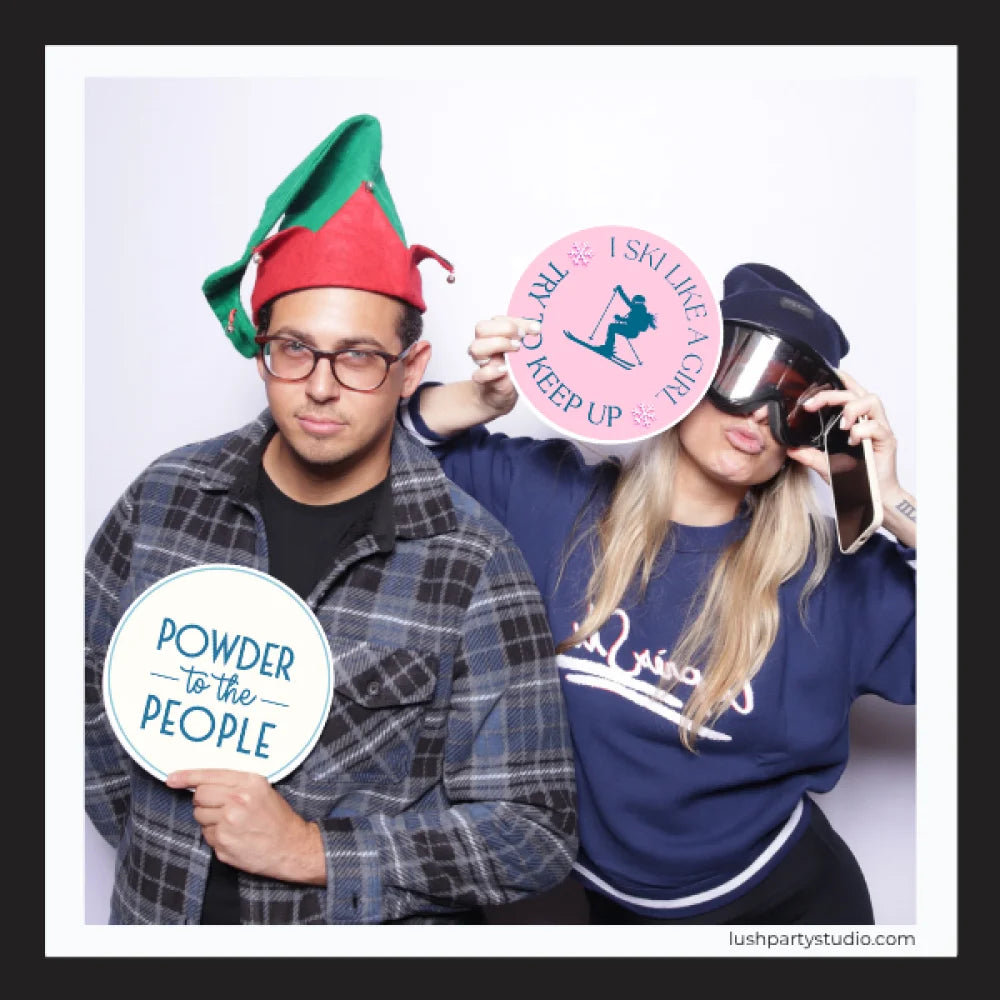 après ski winter party photo booth props by lush party studio