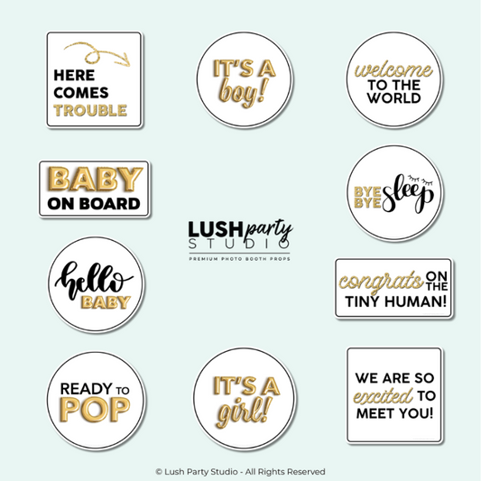 baby shower gender reveal photo booth prop signs