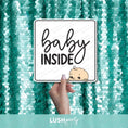 Load image into Gallery viewer, gender reveal photo booth prop sign with baby inside text by lush party studio
