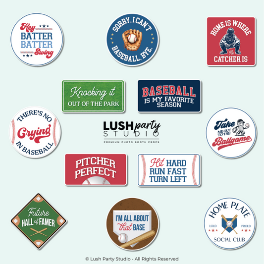 baseball sports events Photo Booth Props Set by Lush Party Studio